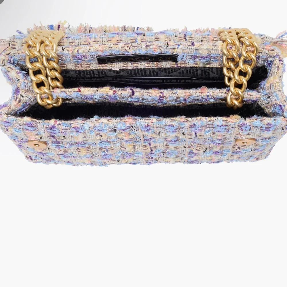 Kurt Geiger MEDIUM Tweed Chain Shoulder Bag –Gold Hardware-NWT 8”x10” - Picture 5 of 12